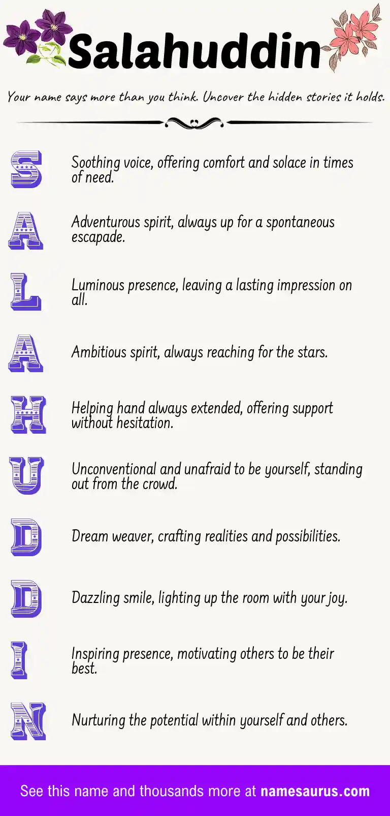 Acrostic poem about Salahuddin.