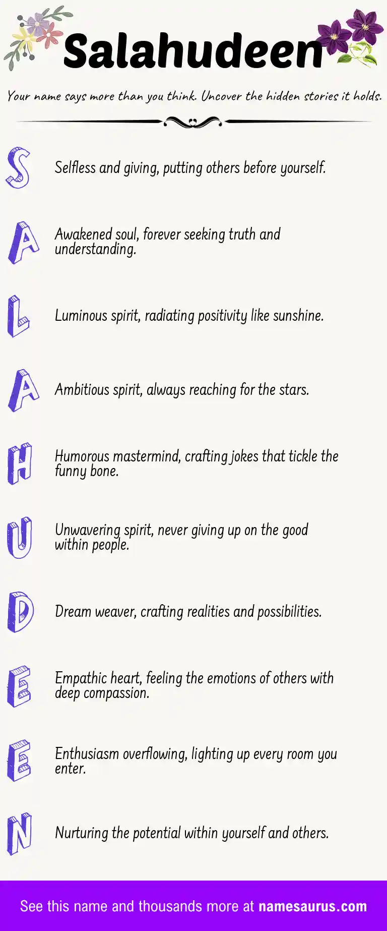 Acrostic poem about Salahudeen.