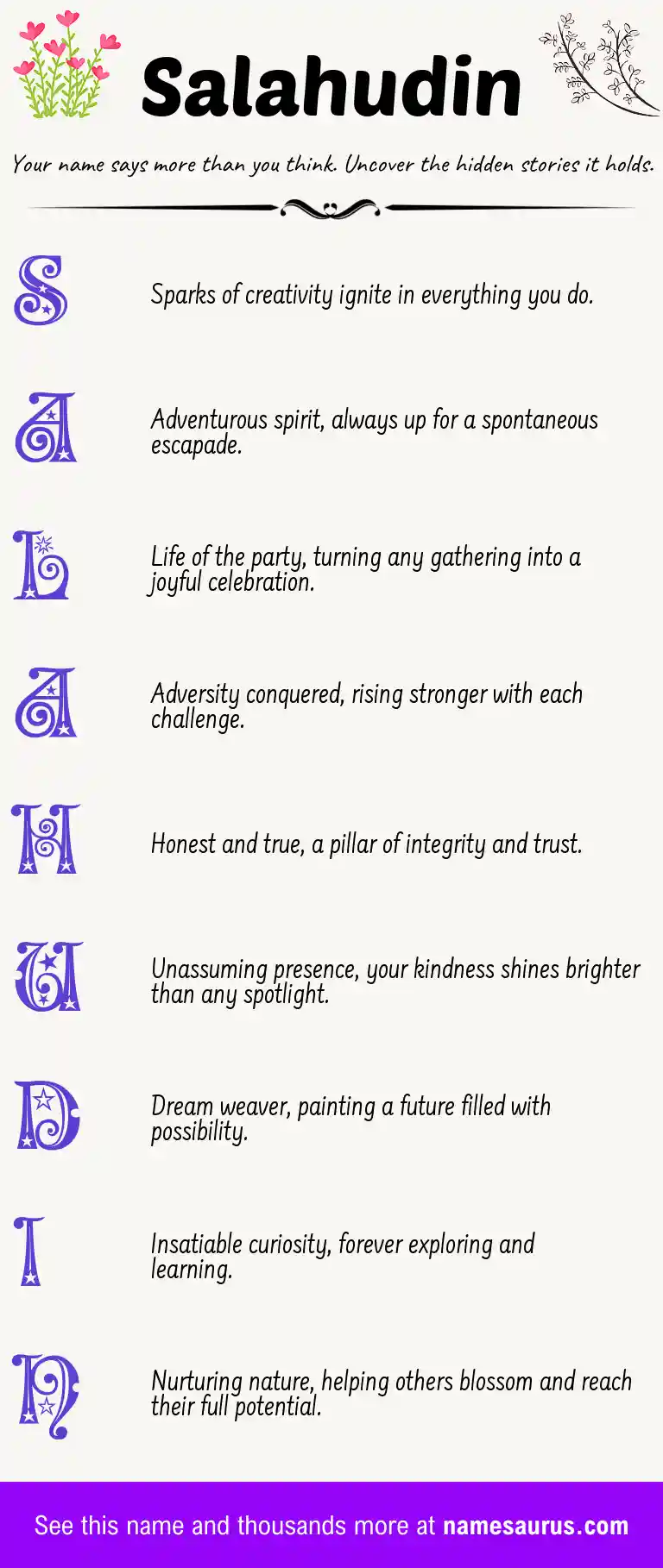 Acrostic poem about Salahudin.