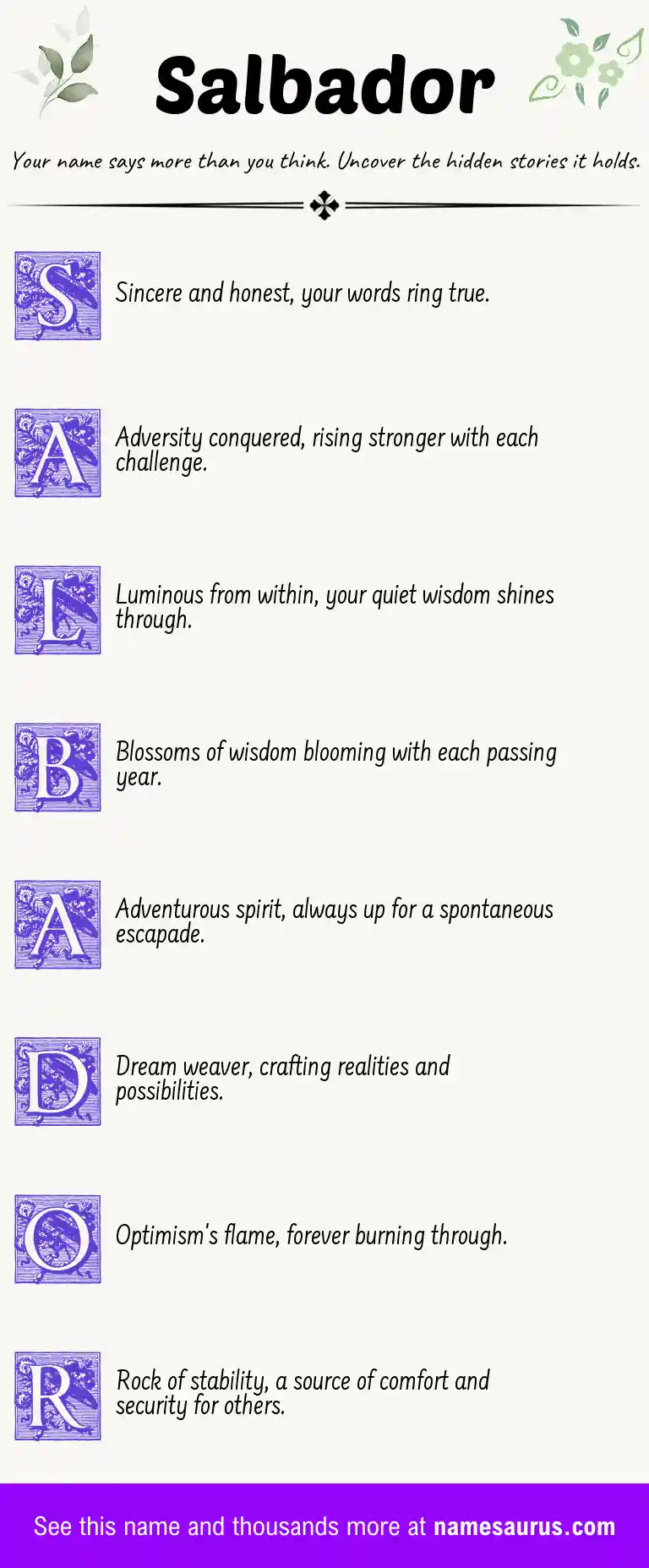 Acrostic poem about Salbador.