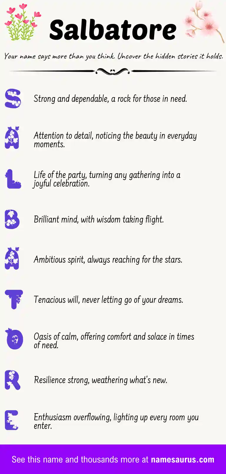 Acrostic poem about Salbatore.
