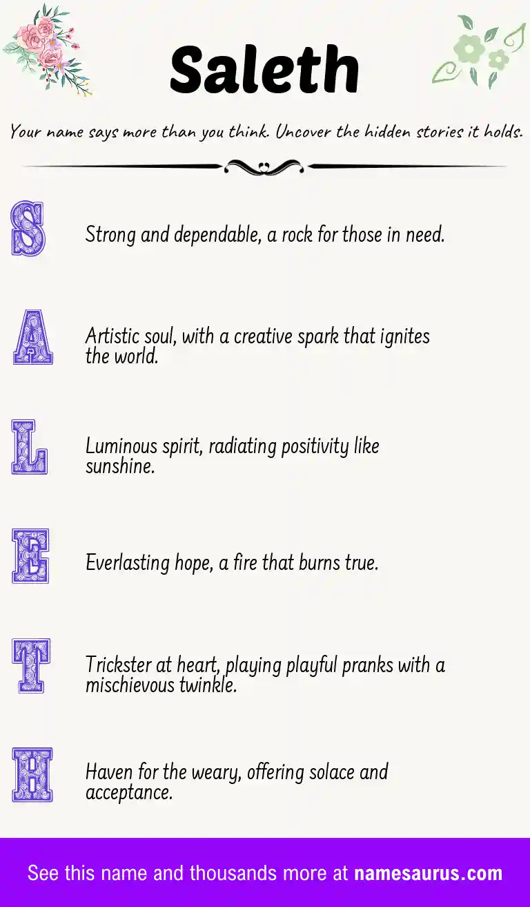 Acrostic poem about Saleth.