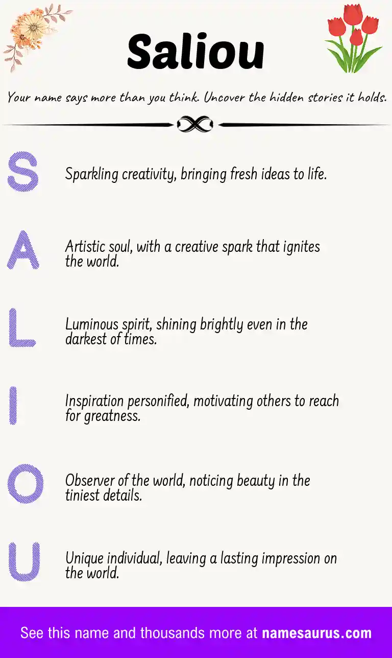 Acrostic poem about Saliou.