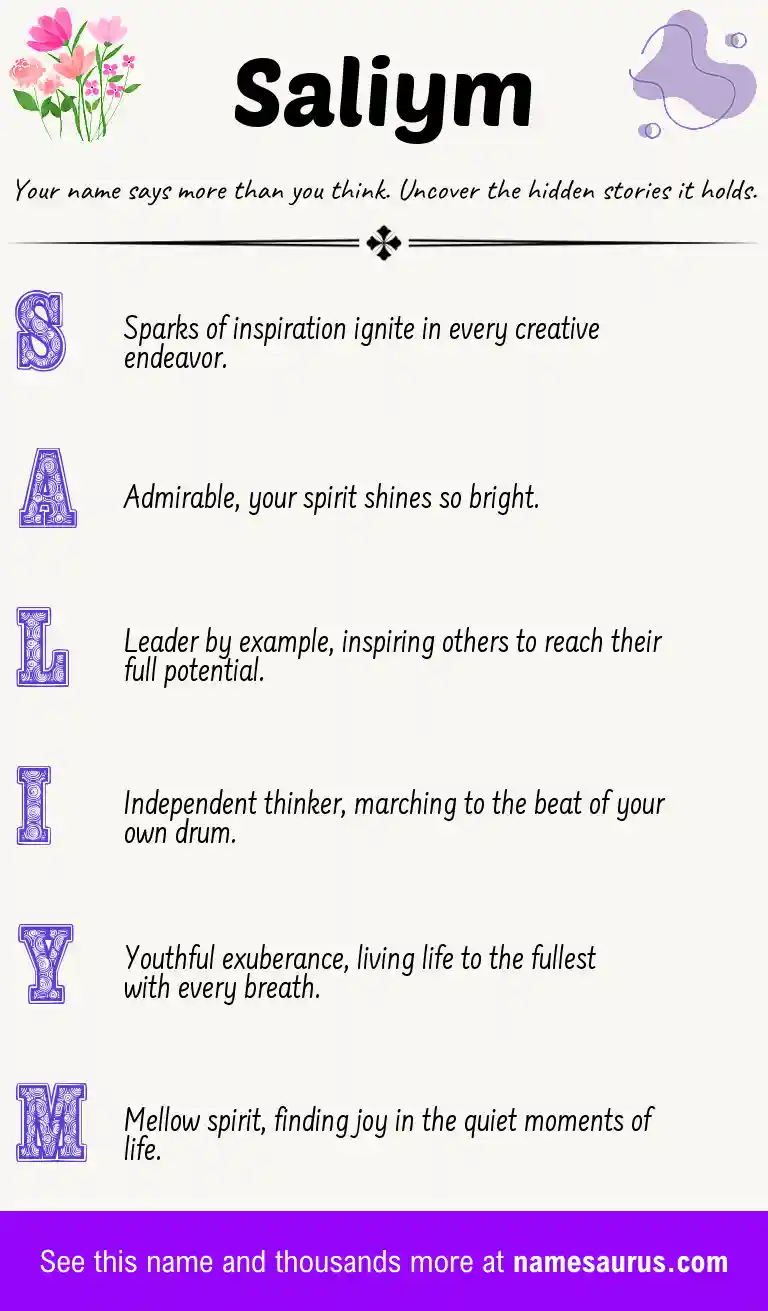 Acrostic poem about Saliym.
