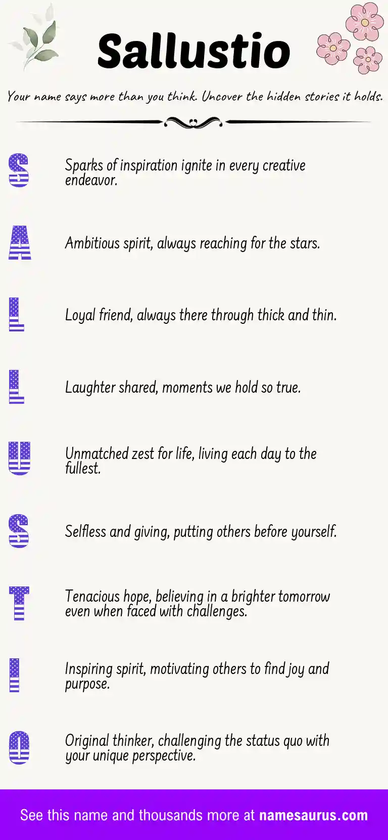Acrostic poem about Sallustio.