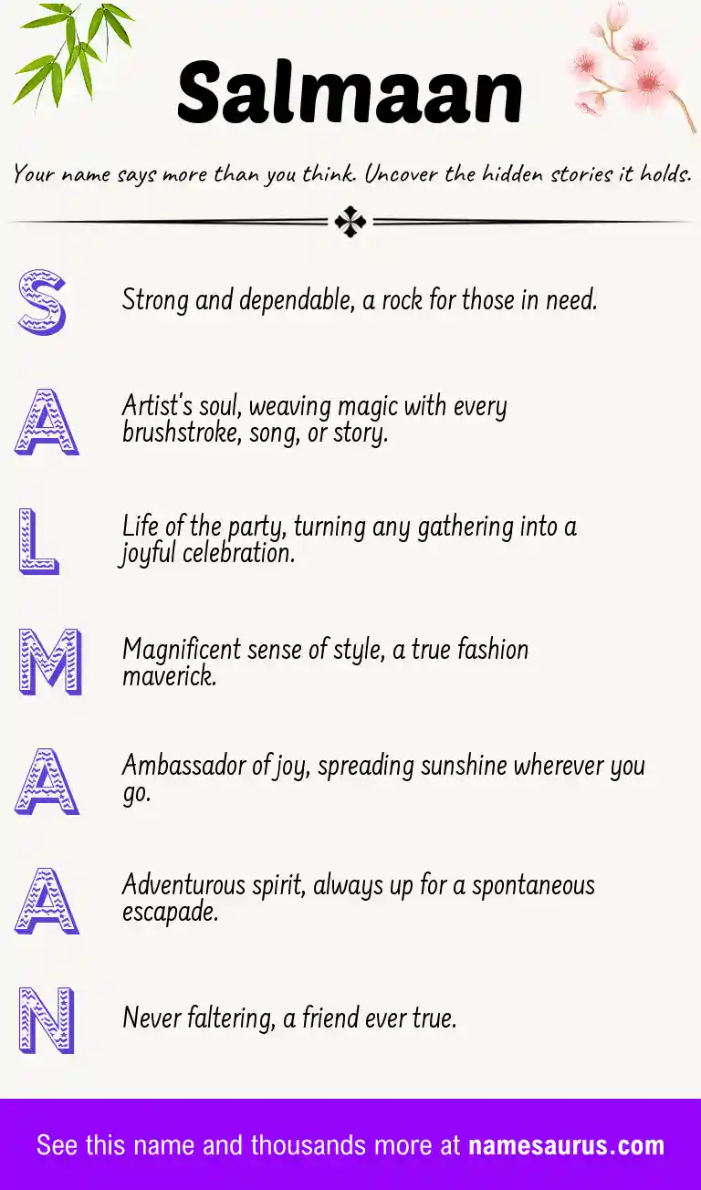 Acrostic poem about Salmaan.