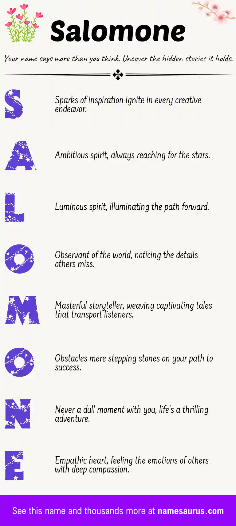 Acrostic poem about Salomone.