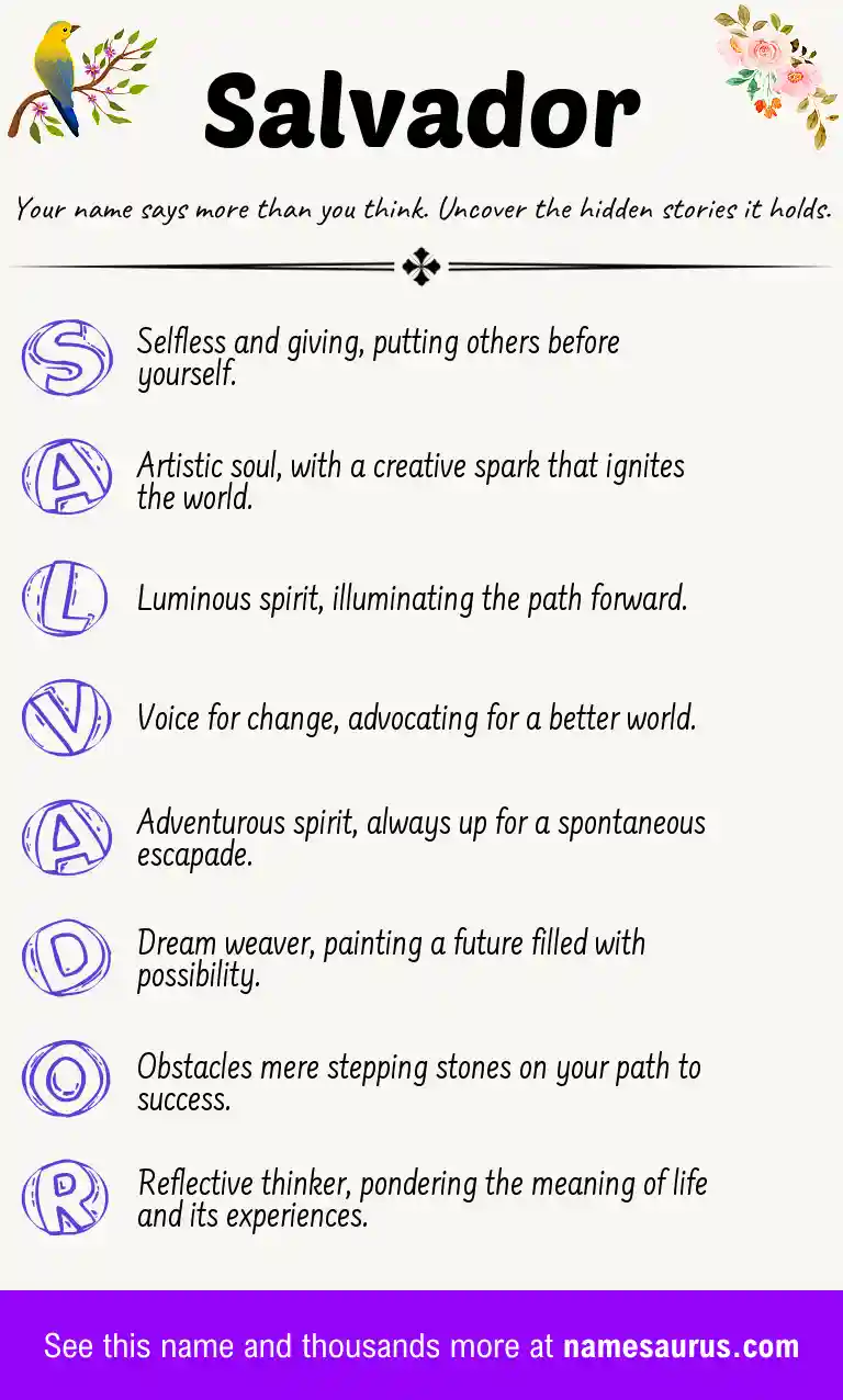 Acrostic poem about Salvador.