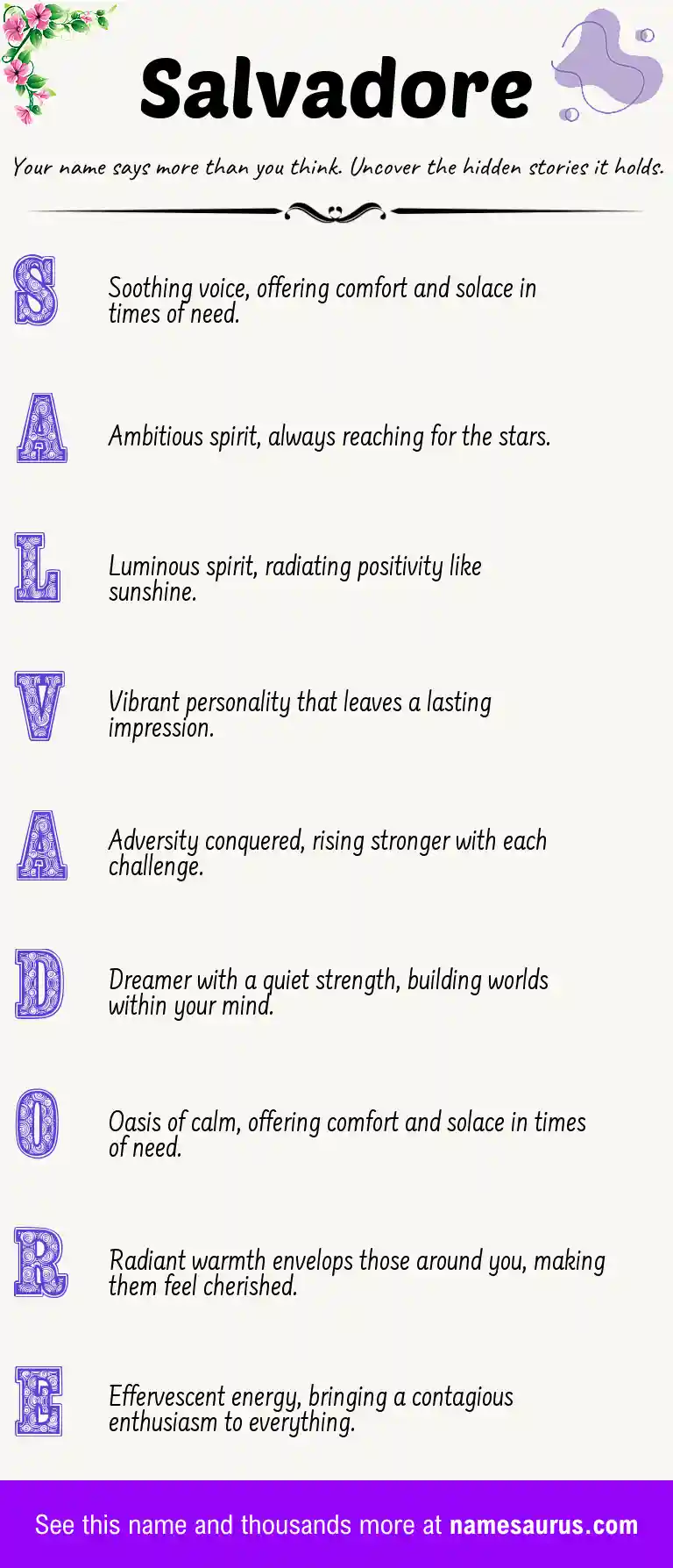 Acrostic poem about Salvadore.