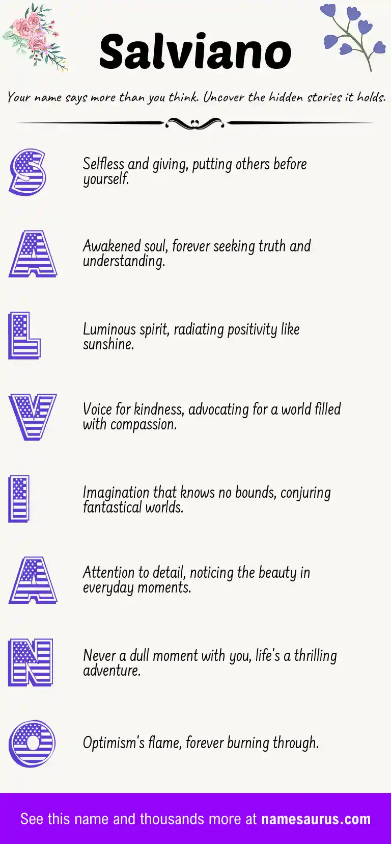 Acrostic poem about Salviano.