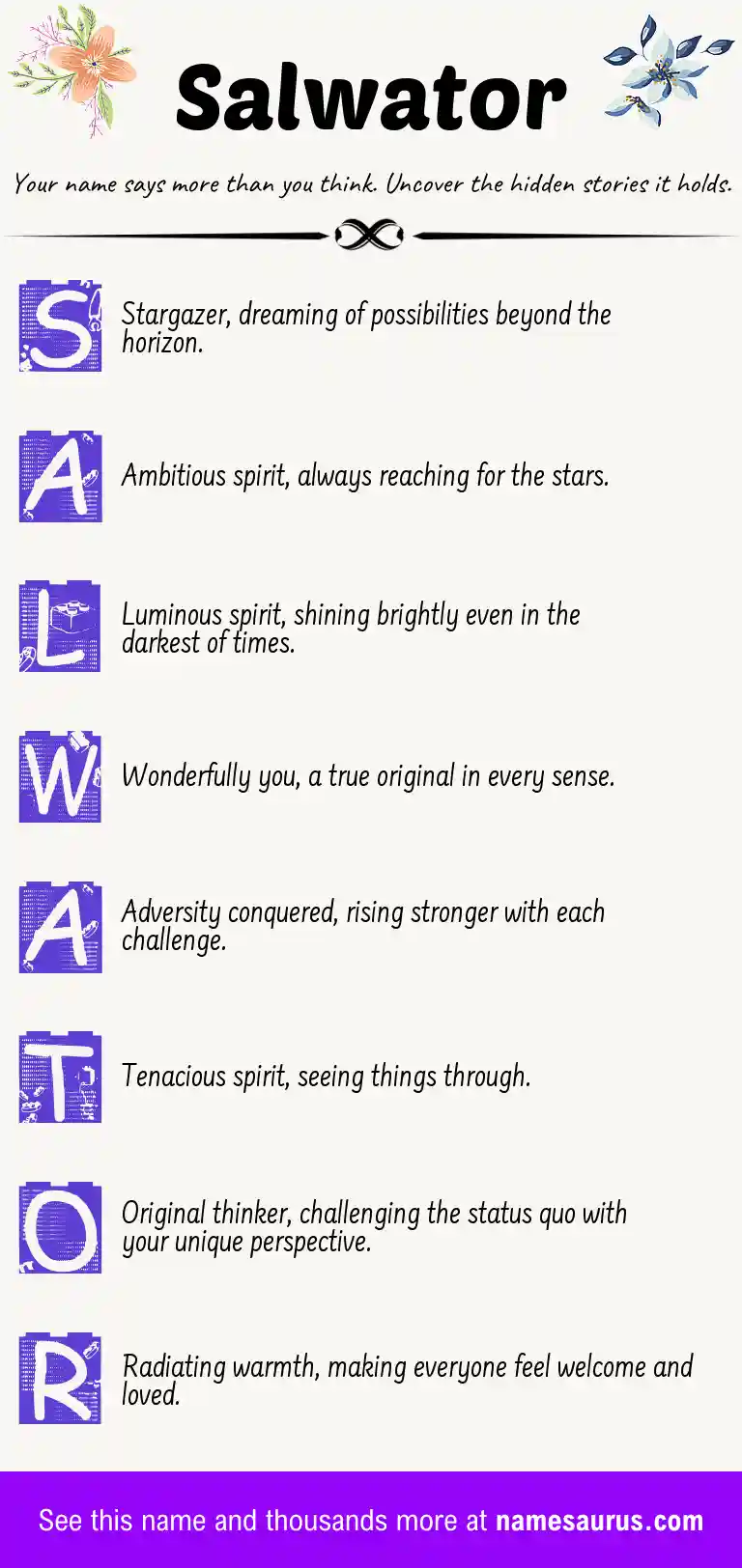 Acrostic poem about Salwator.