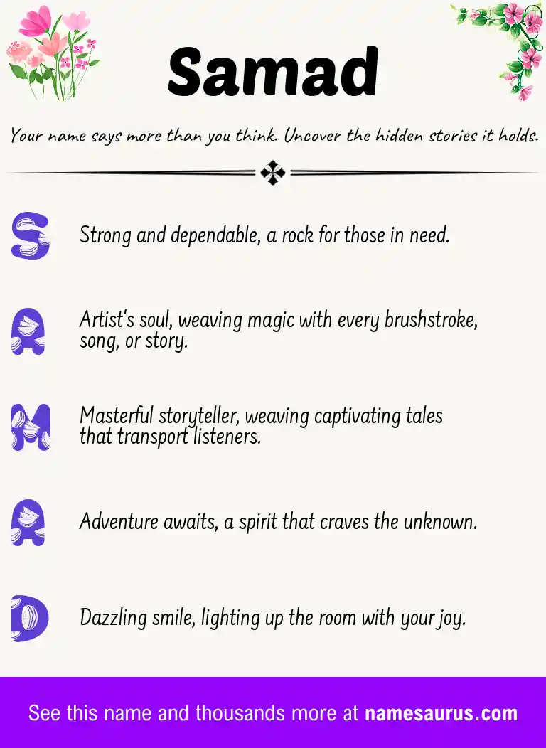 Acrostic poem about Samad.