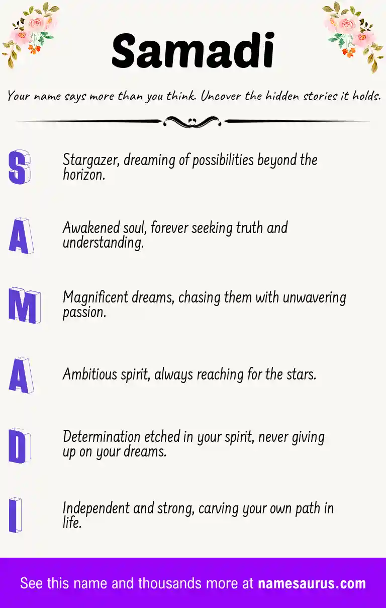 Acrostic poem about Samadi.