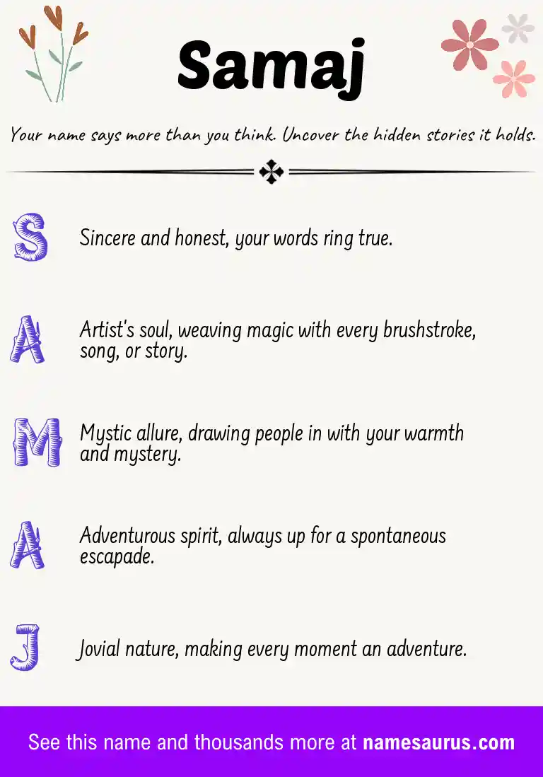 Acrostic poem about Samaj.