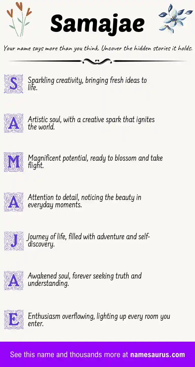 Acrostic poem about Samajae.