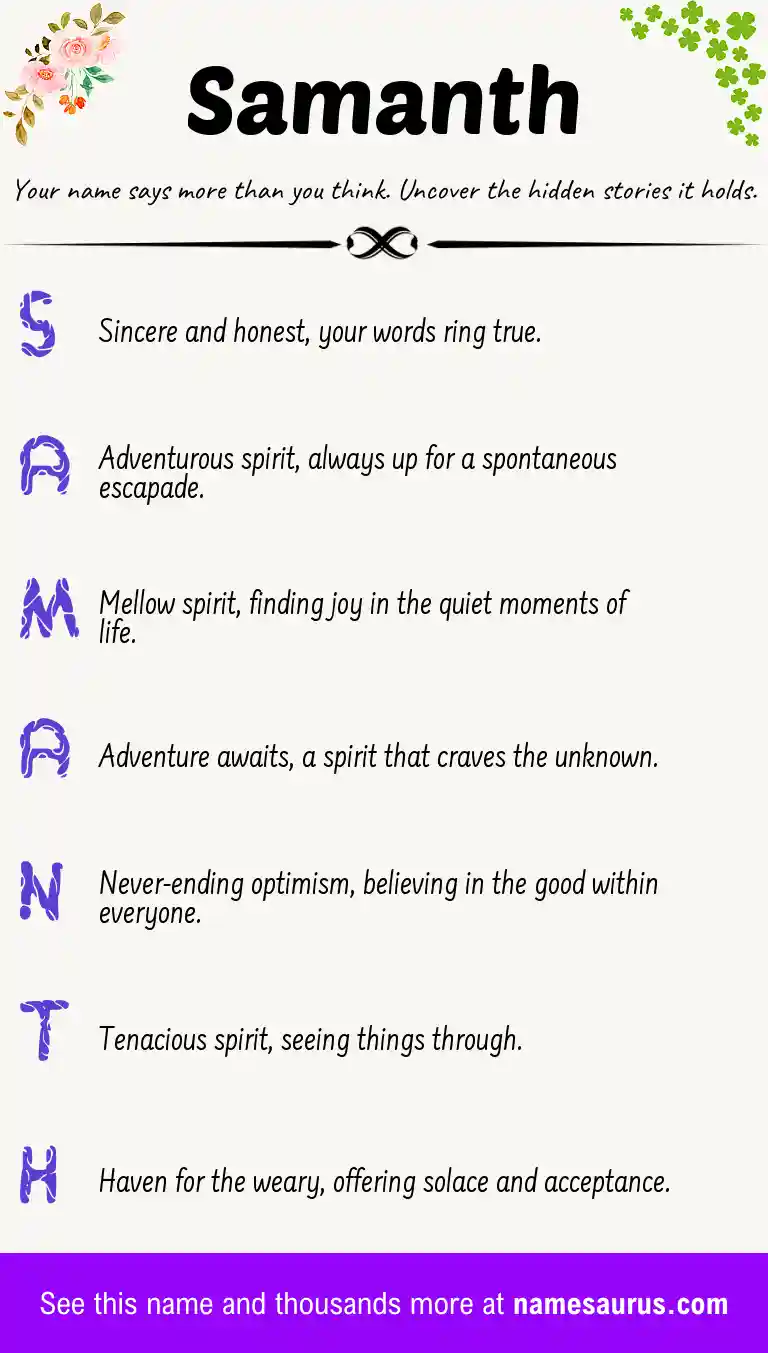 Acrostic poem about Samanth.