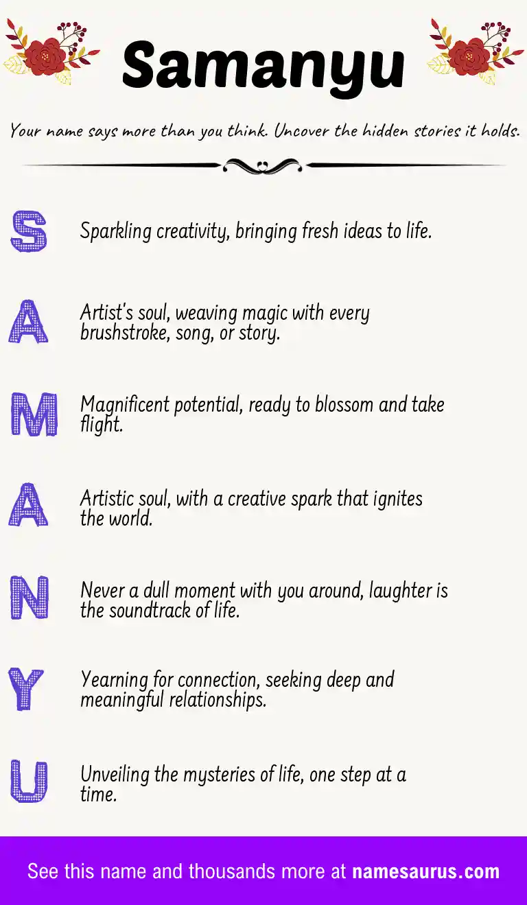 Acrostic poem about Samanyu.