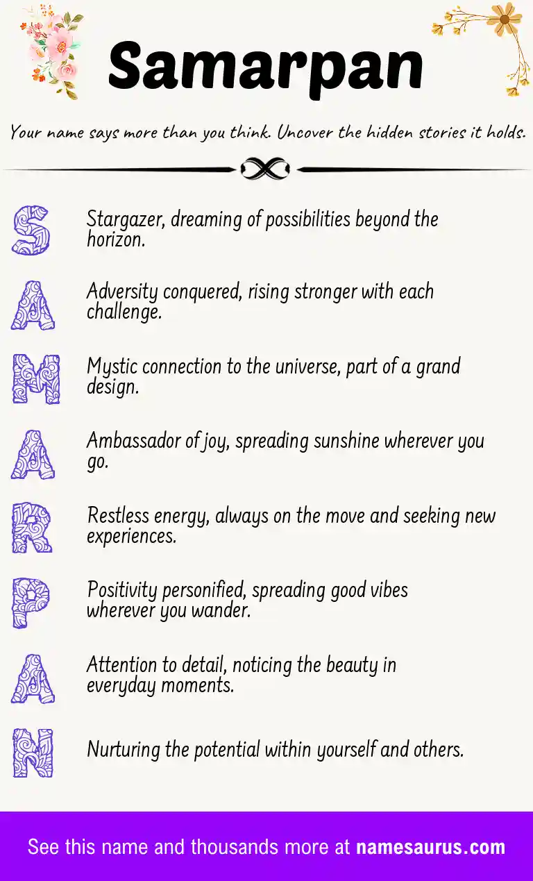 Acrostic poem about Samarpan.