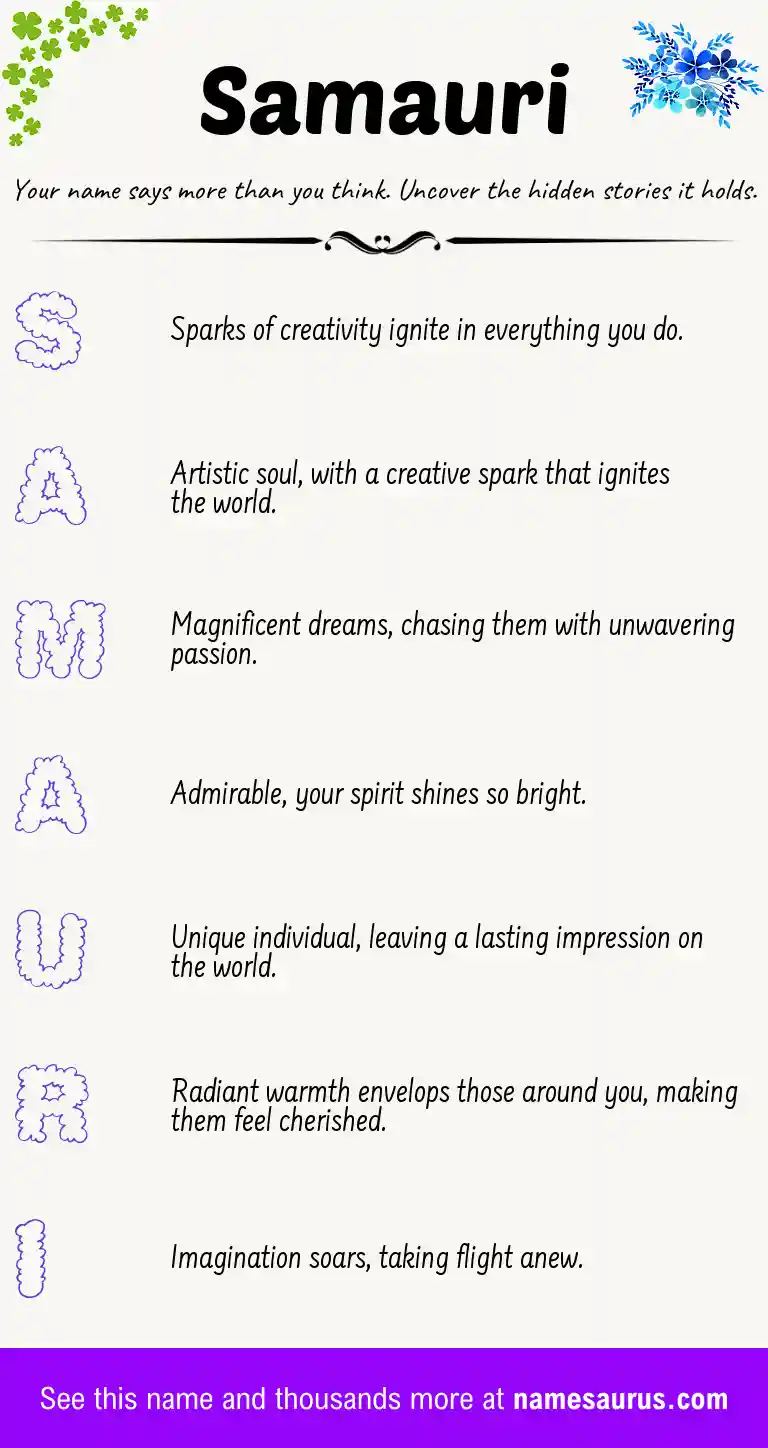 Acrostic poem about Samauri.