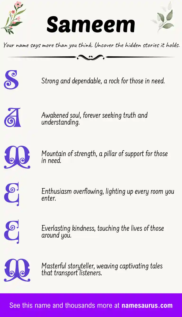 Acrostic poem about Sameem.
