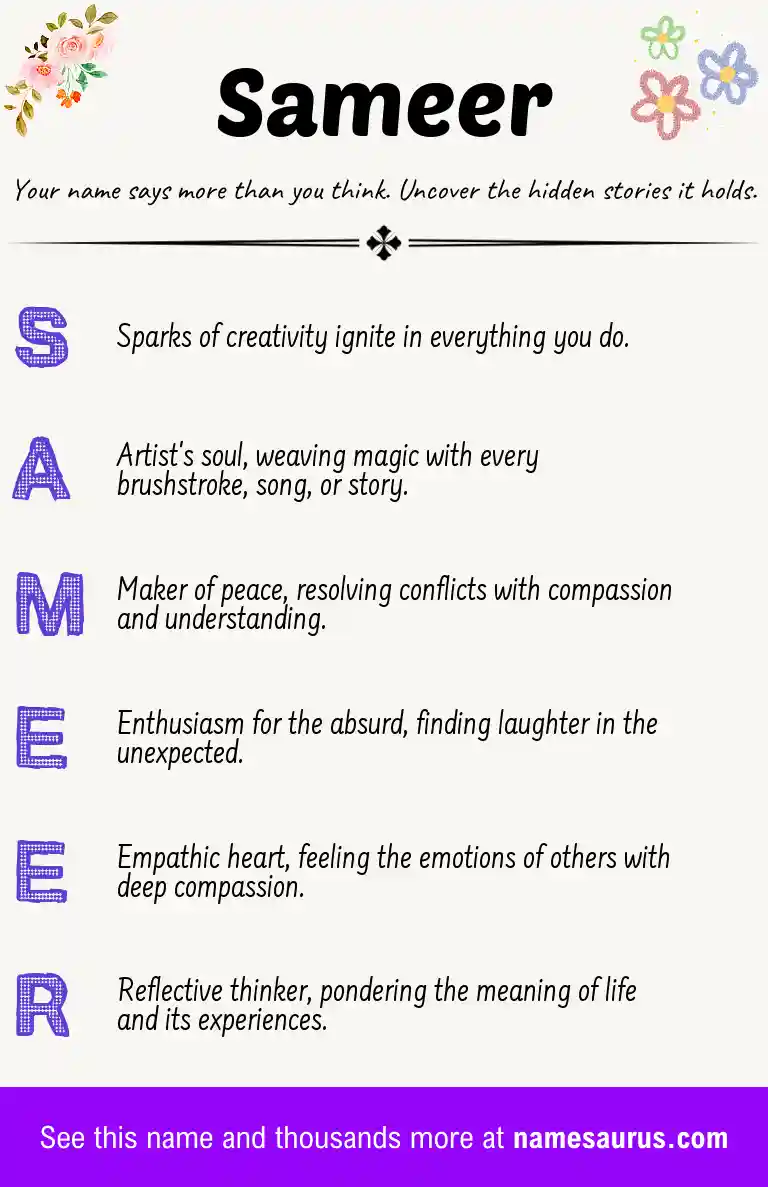 Acrostic poem about Sameer.