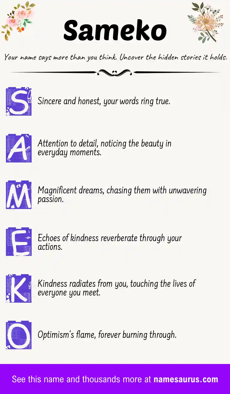 Acrostic poem about Sameko.
