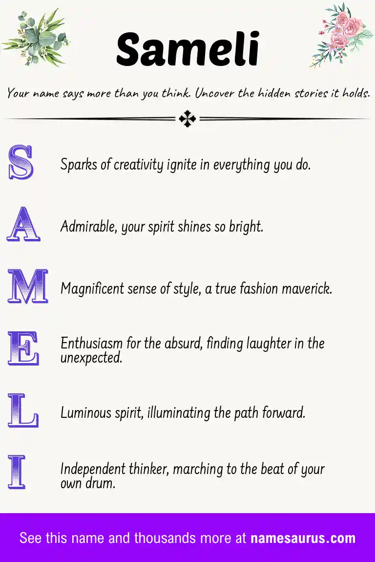 Acrostic poem about Sameli.