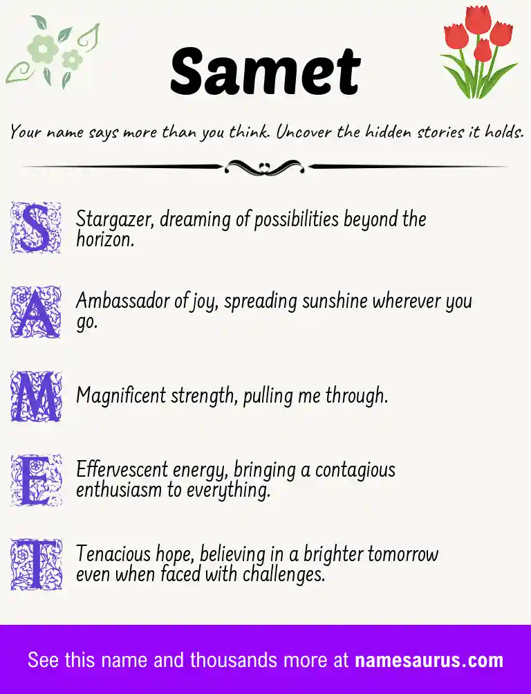 Acrostic poem about Samet.