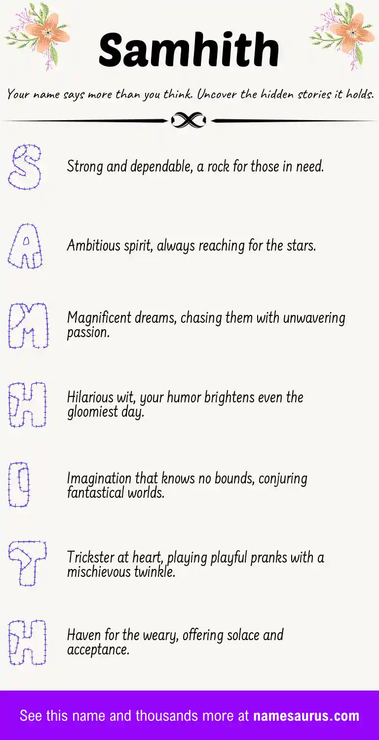 Acrostic poem about Samhith.