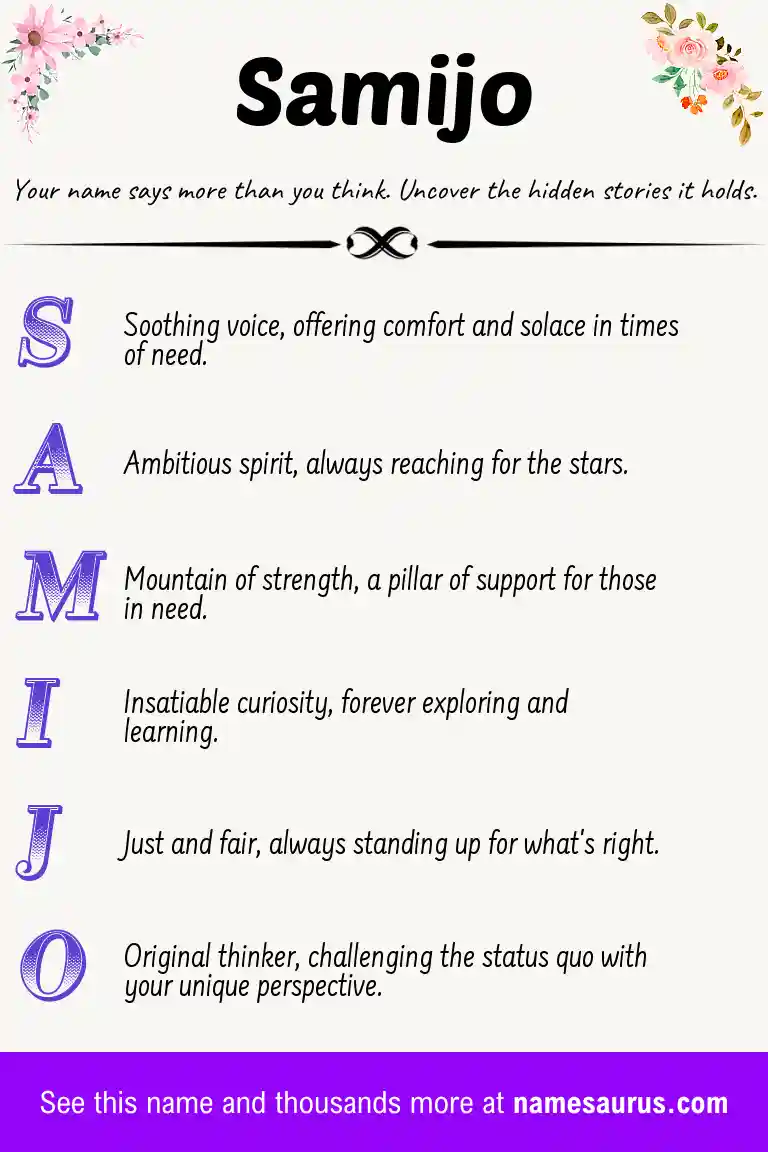 Acrostic poem about Samijo.