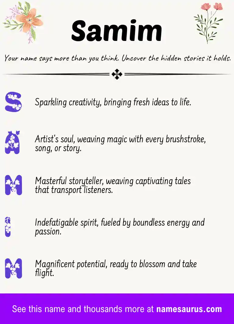 Acrostic poem about Samim.