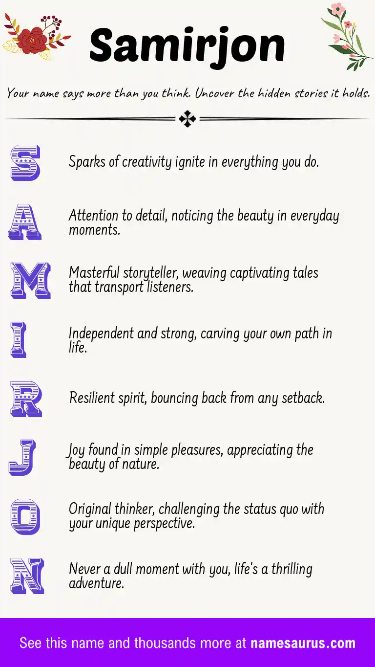 Acrostic poem about Samirjon.