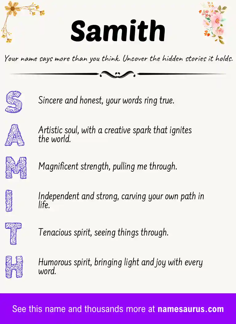 Acrostic poem about Samith.