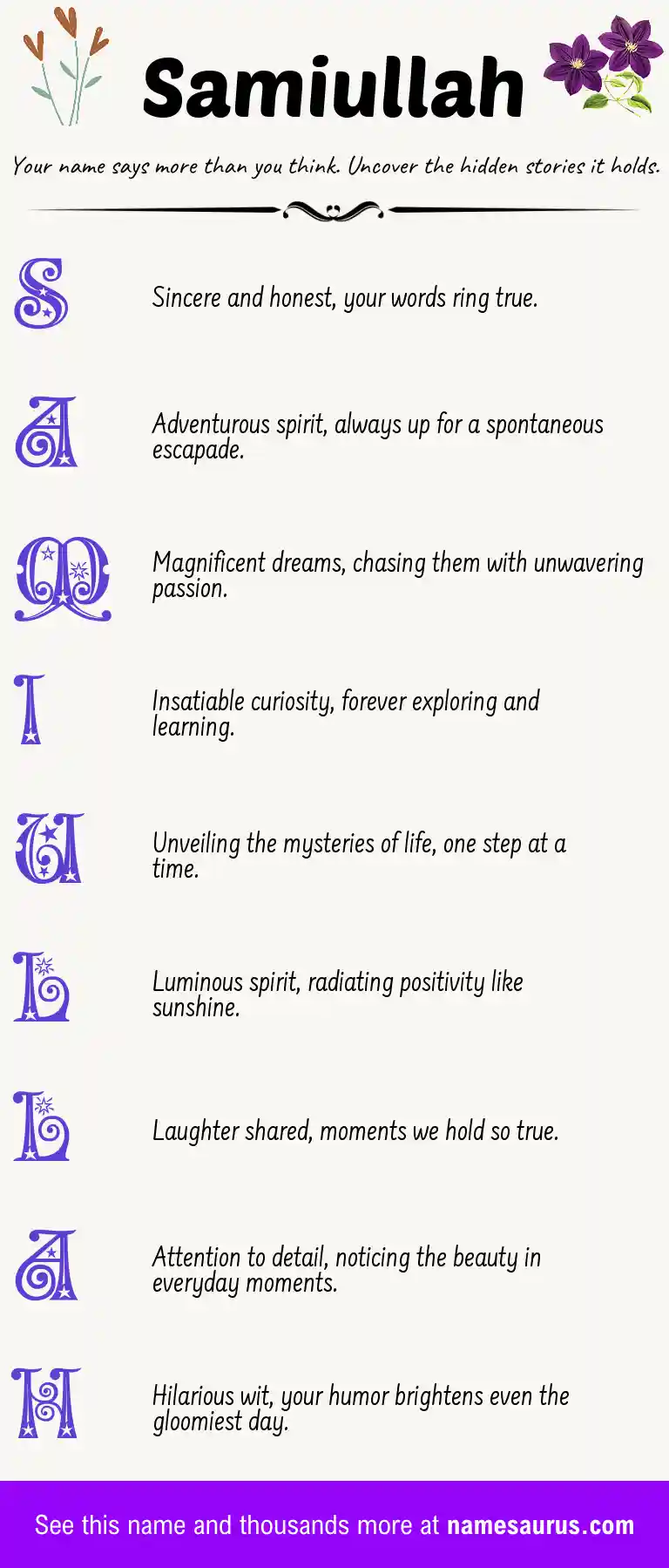 Acrostic poem about Samiullah.