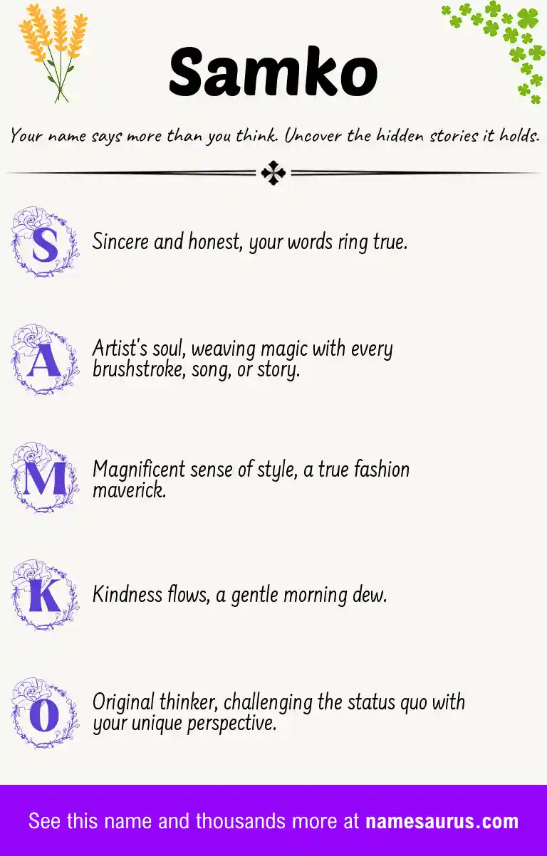 Acrostic poem about Samko.