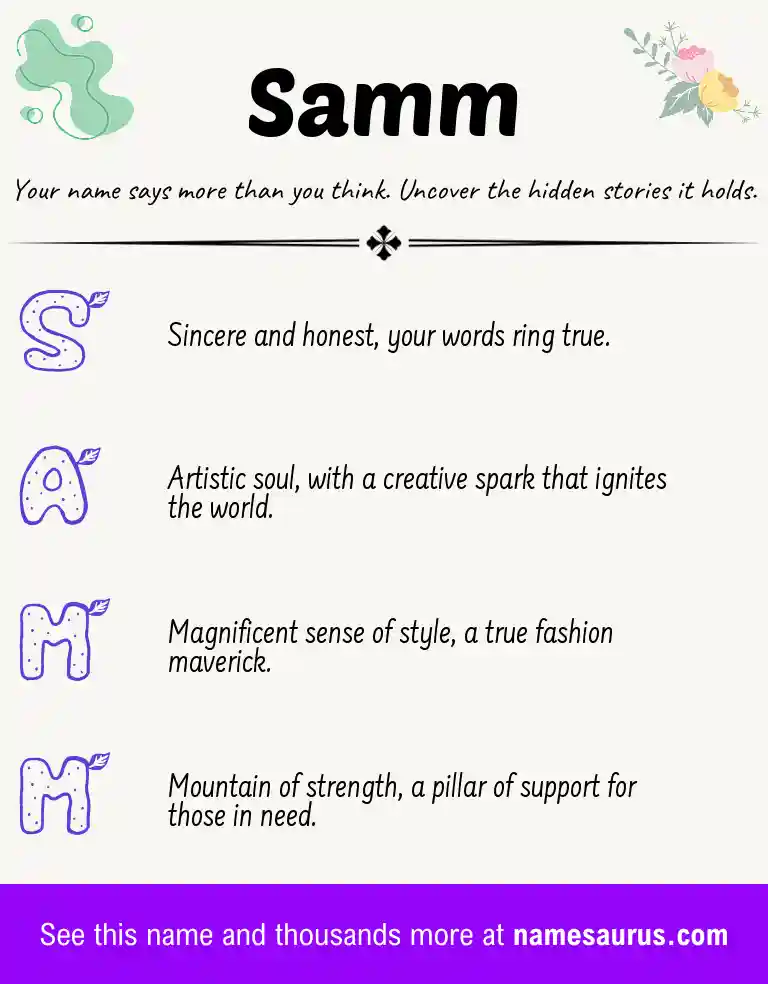 Acrostic poem about Samm.