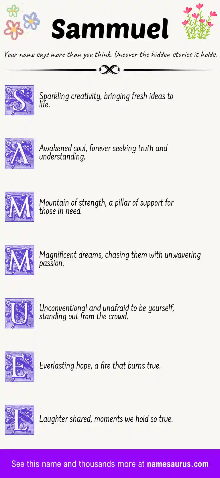 Acrostic poem about Sammuel.