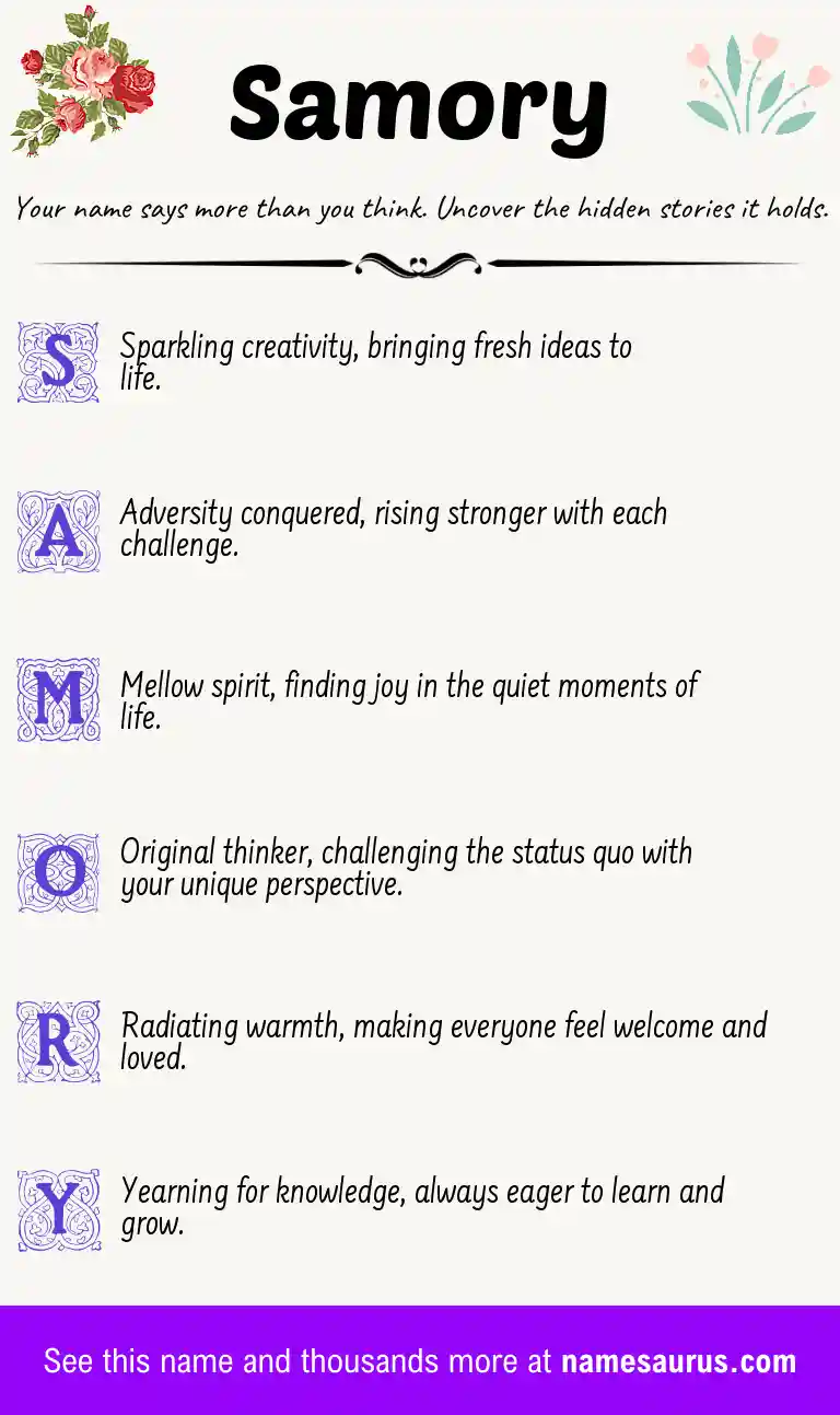 Acrostic poem about Samory.