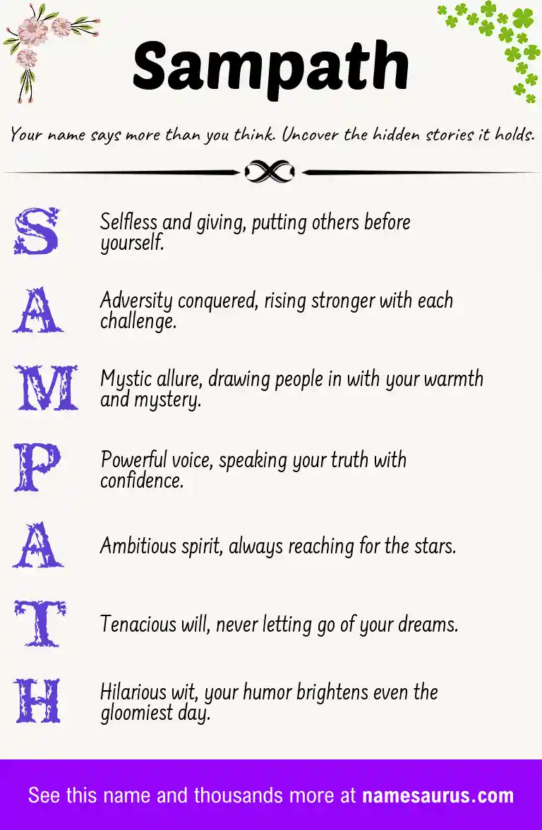 Acrostic poem about Sampath.