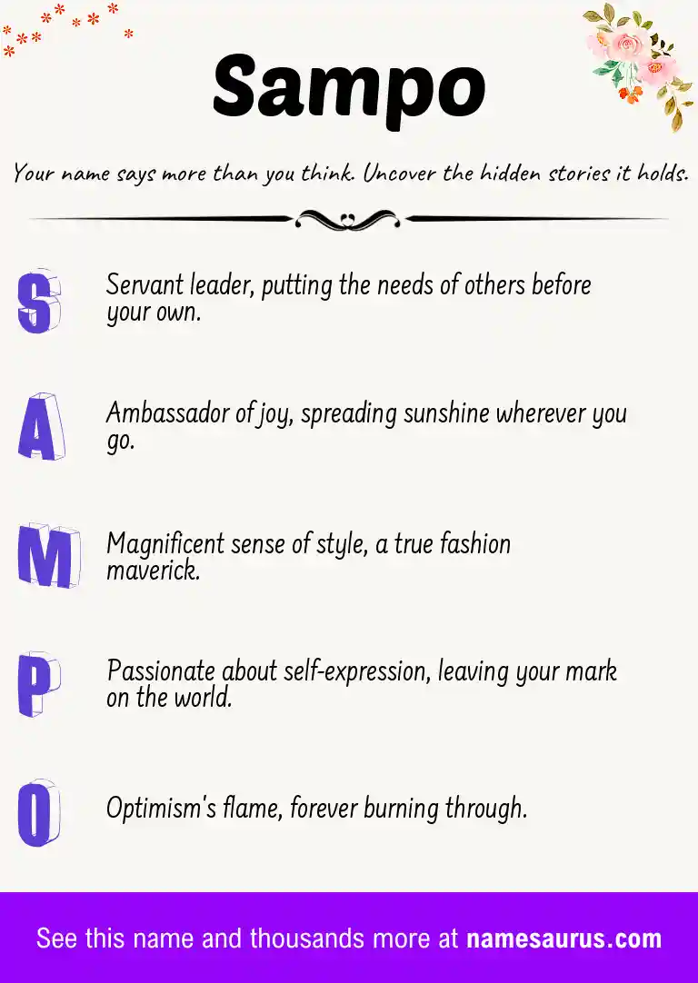 Acrostic poem about Sampo.