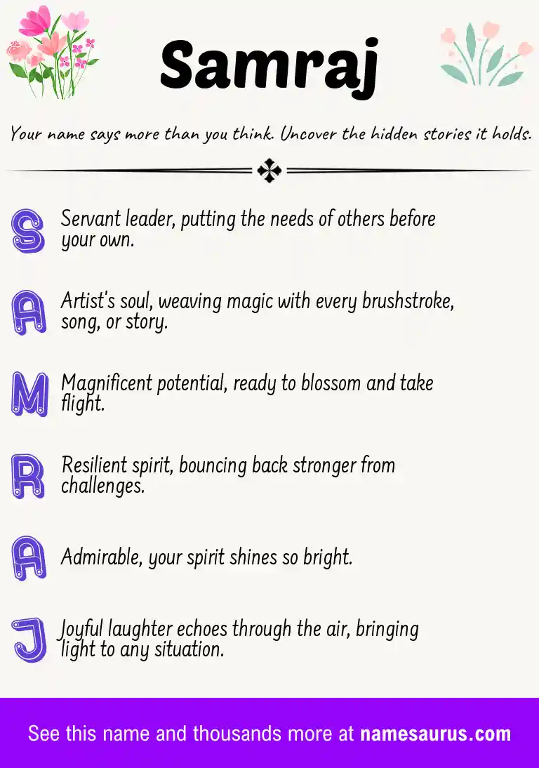Acrostic poem about Samraj.