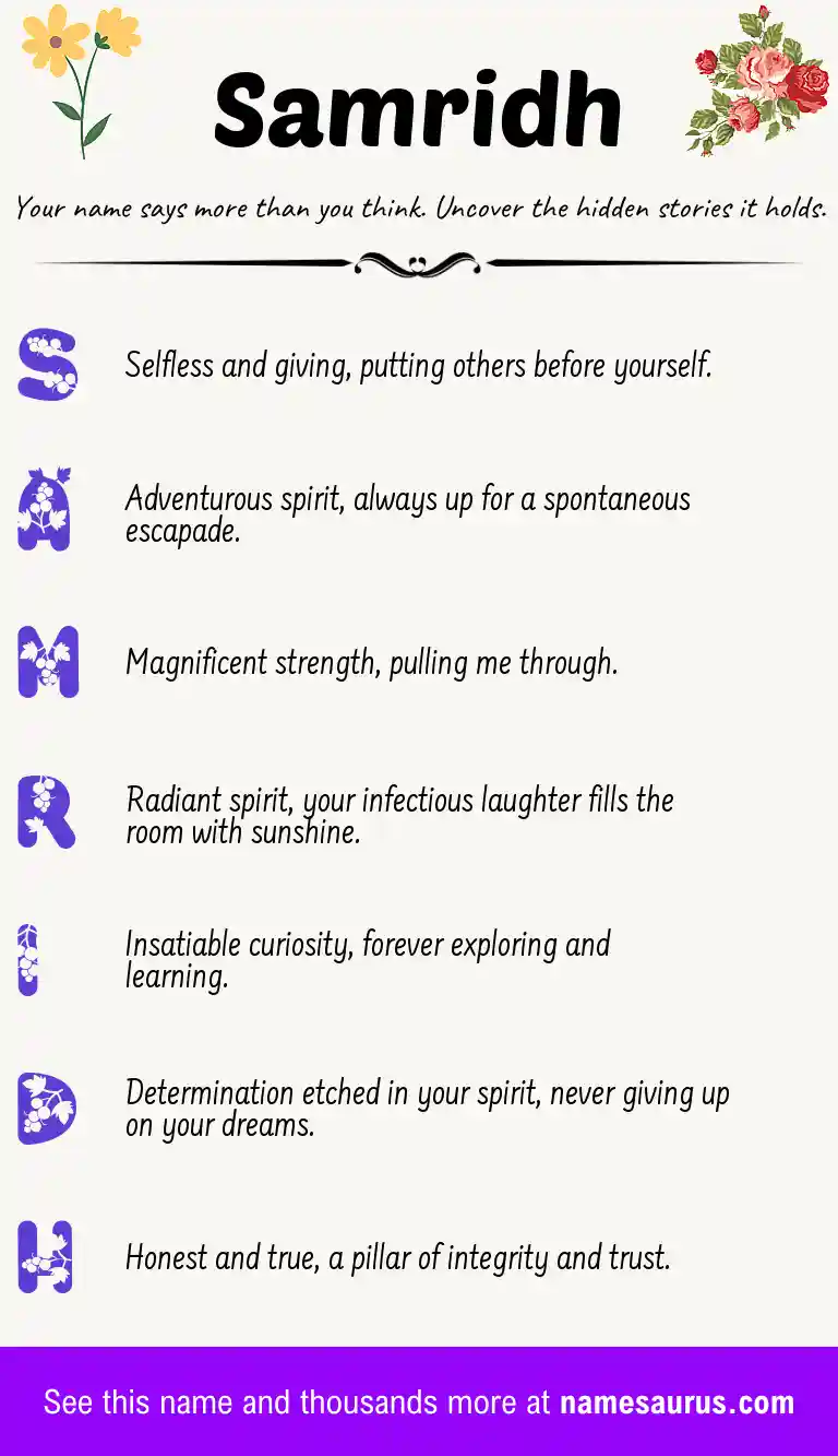 Acrostic poem about Samridh.