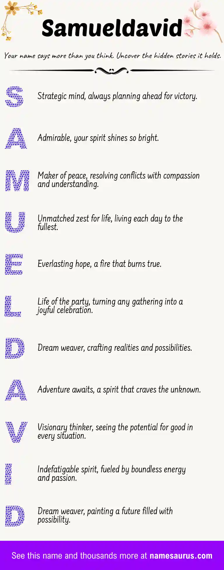 Acrostic poem about Samueldavid.
