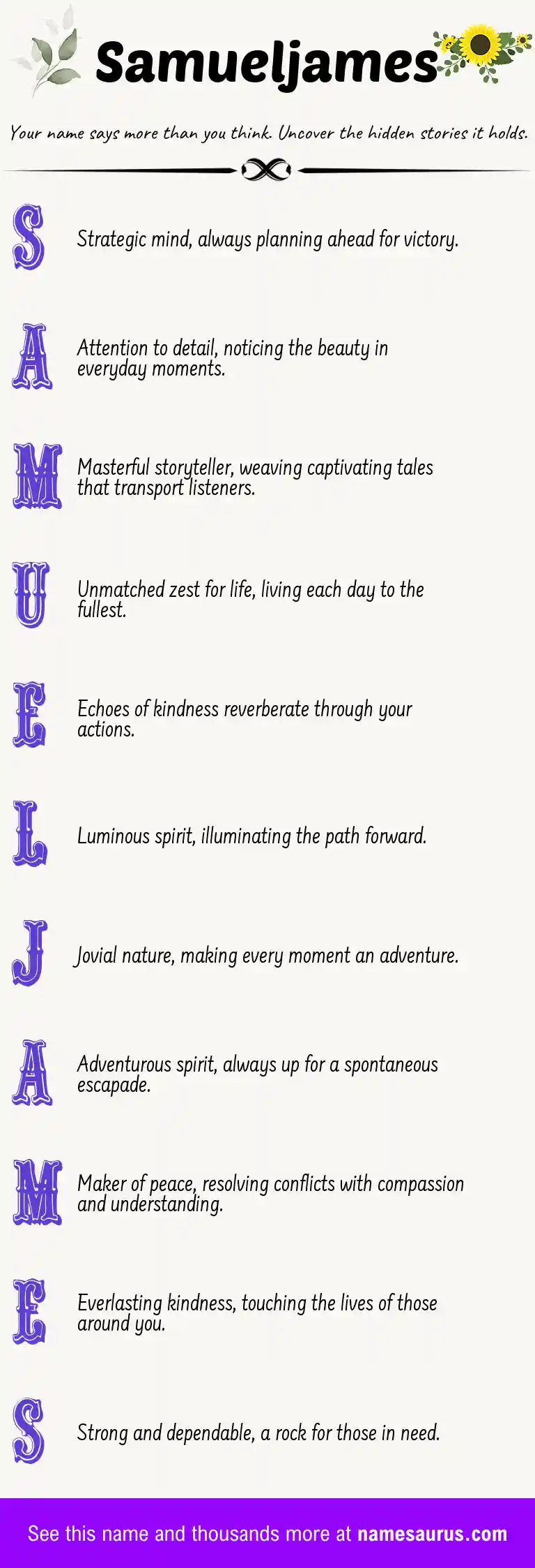 Acrostic poem about Samueljames.