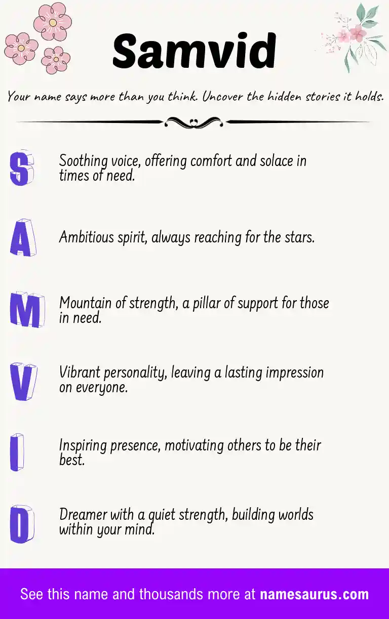 Acrostic poem about Samvid.