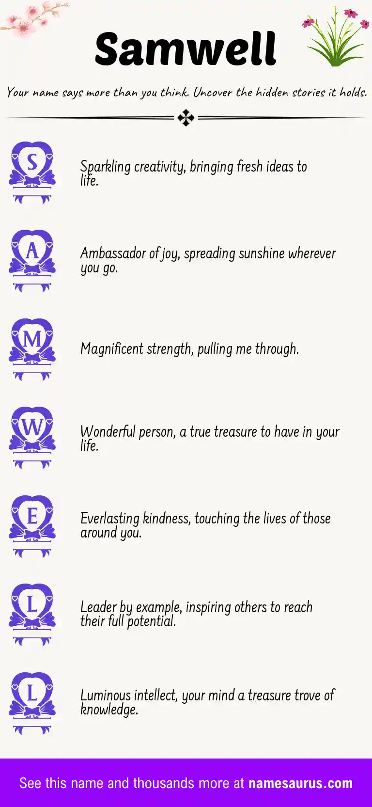 Acrostic poem about Samwell.