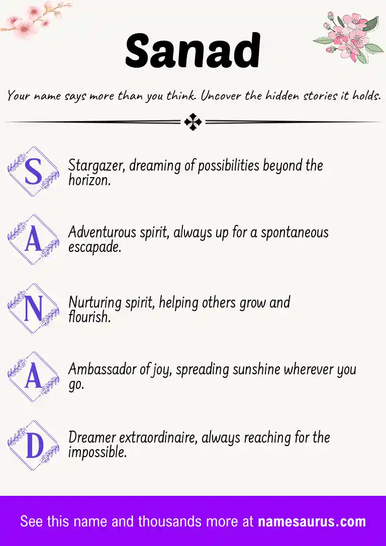 Acrostic poem about Sanad.