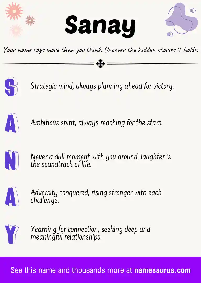 Acrostic poem about Sanay.