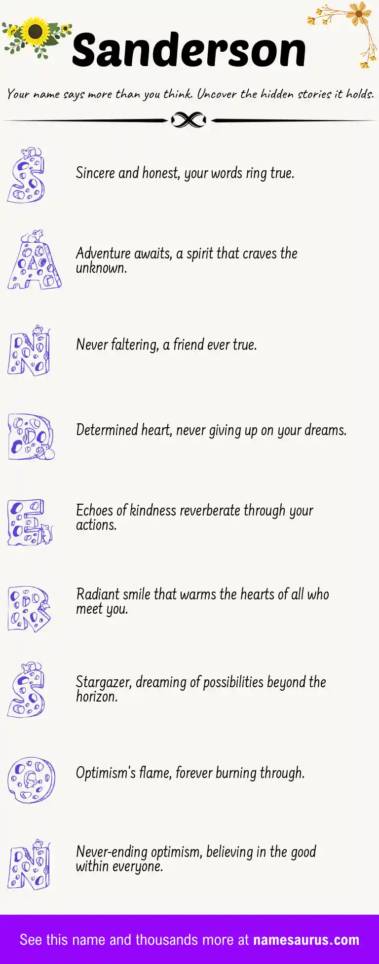 Acrostic poem about Sanderson.