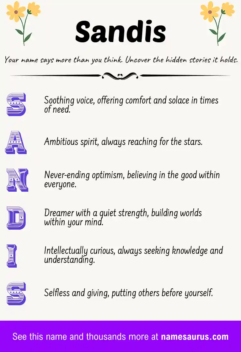 Acrostic poem about Sandis.